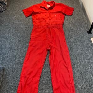 Dickies Womens Size Small Red One Piece Short Sleeve Jumpsuit Coveralls Workwear